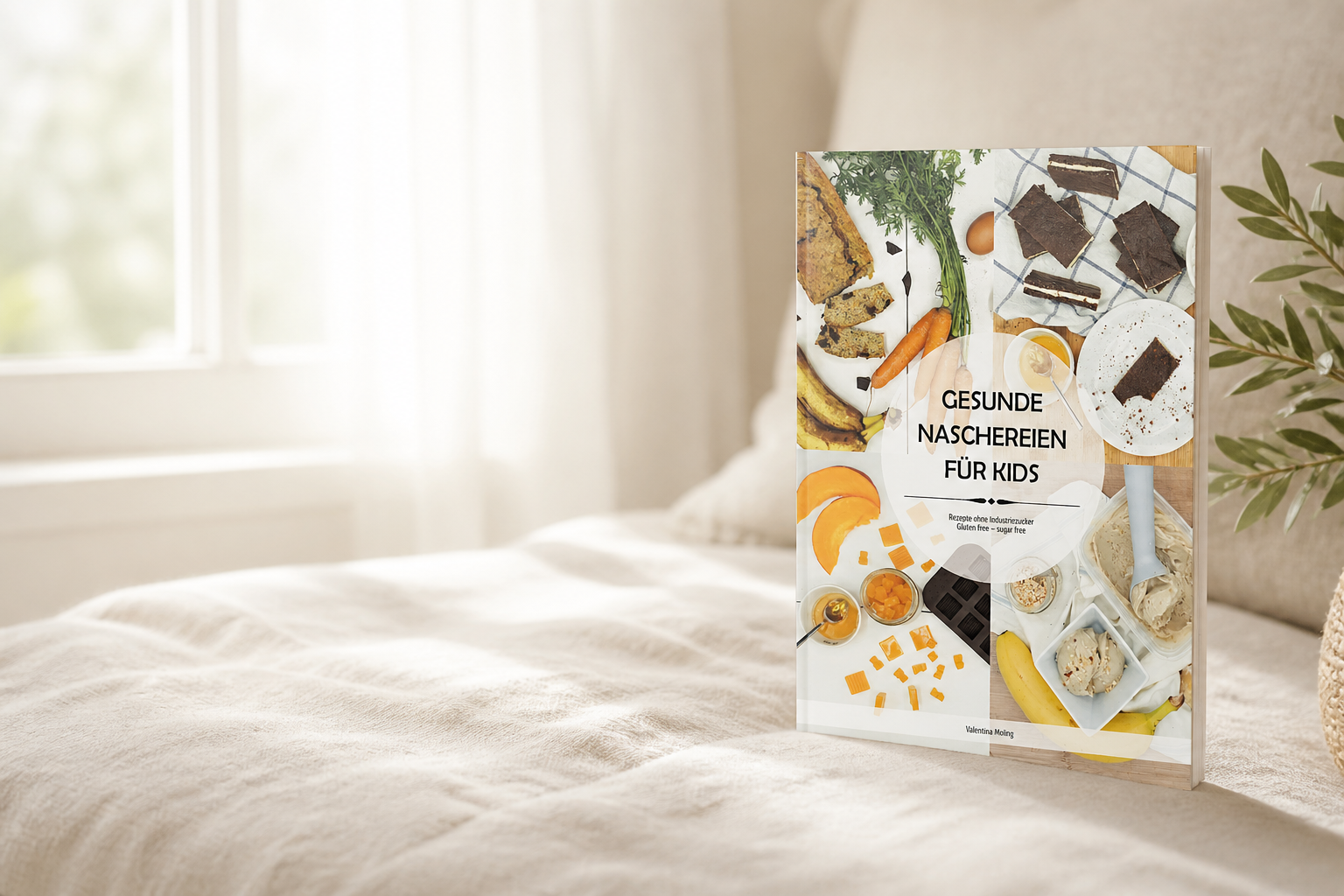 Das Buch Gesunde Naschereien für Kids in einer hellen, ruhigen Umgebung